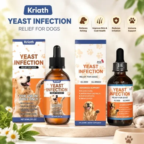 Novo Suplemento de Cuidado Suave em Gotas para Cães de 60ML para Manter a Pele e o Pelo Saudáveis, Gotas Herbais para Cães, Cuidados com Animais de Estimação