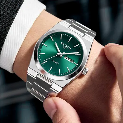 Relógio Masculino de Quartzo, Luxuoso, À Prova D'Água, Luminoso, com Data e Dia da Semana, em Aço Inoxidável, Relógios Masculinos, Reloj Hombre