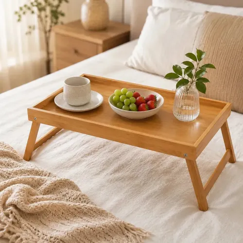 Bandeja Cafe da Manha Bambu Dobrável Cama Sofá Moderno Decorales