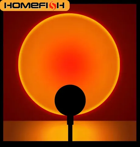 Lâmpada de Projeção LED HOMEFISH com Efeito Pôr do Sol, Luz Ambiente USB para Quarto, Sala de Estar, Decoração de Parede para Fotografia, Festa de Aniversário