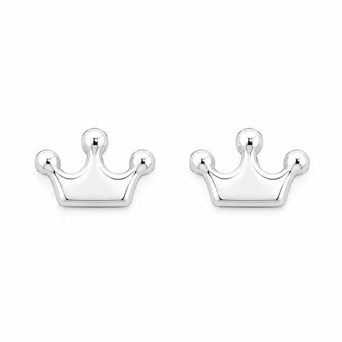 Brinco Coroa em Ouro Branco 18K