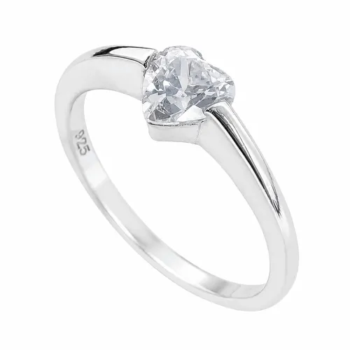 Anel 5 mm Prata Coração com Zircônia