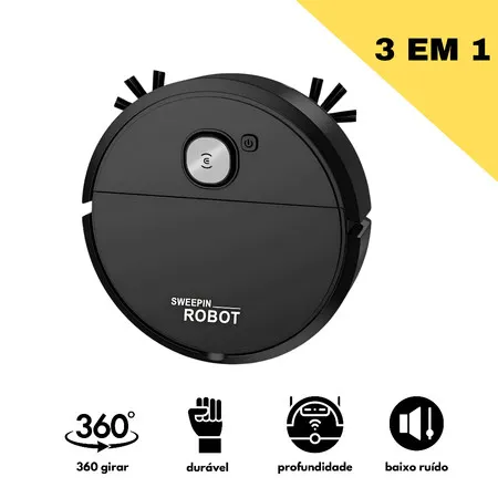 Robô Varredora/Aspirador de Pó Automática 3 em 1 Limpeza Doméstica Robótico Inteligente e Silencioso