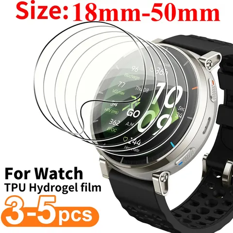 Película Protetora Universal de Hidrogel para Tela de Relógio Redonda (3-5 Peças) 18-50mm 29mm 30mm 31mm 32mm 33mm 34mm 35mm 36mm 37mm 38mm 39mm