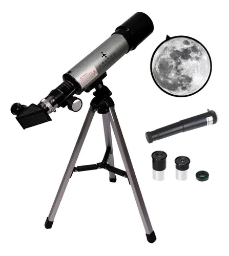 Uranum Venus 1 Telescopio Prateado Refractor 50mm