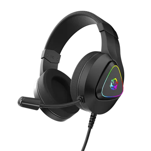 Headset PCYES Gamer Deffy Black Vulcan USB 50mm RGB Microfone Omnidirecional HGDF50BV