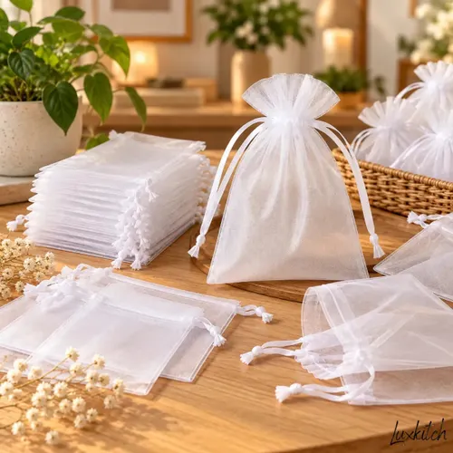 Kit 100 Saquinho Saco Organza 7x9 Branco Lembrancinha Joia