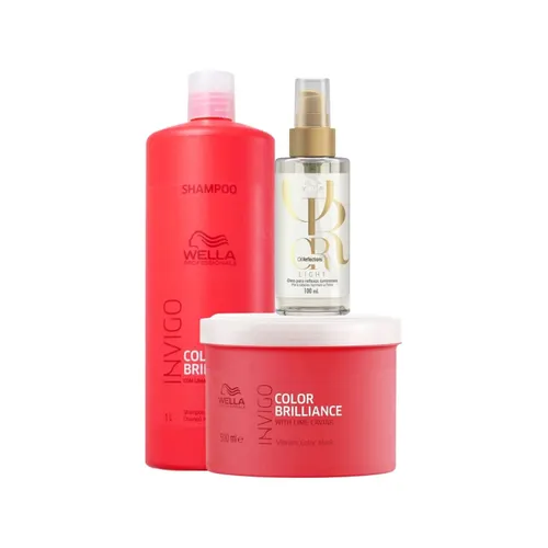 Kit Wella Invigo Color Brilliance e Oil Reflections light 100 ml Salão (3 Produtos)