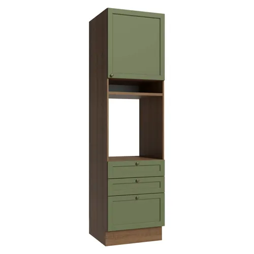 Torre Quente 60 x 60 cm 1 Porta 3 Gavetas Rustic/Verde Vik Madesa