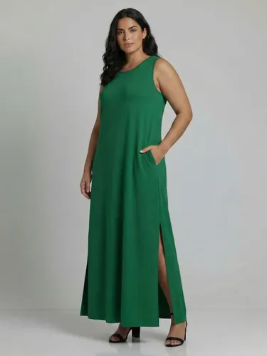 Vestido Longo Aveloz Viscolycra Soltinho Plus Size com Bolso Verde Bandeira