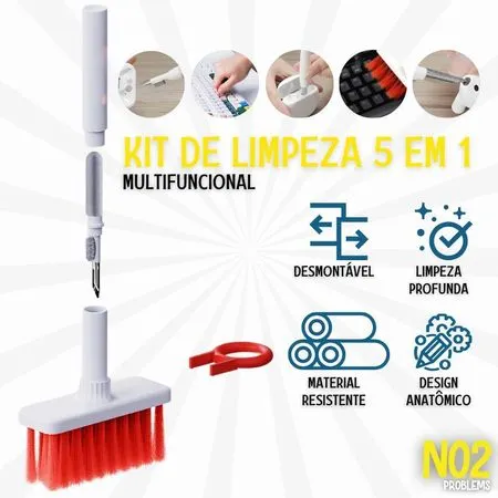 Kit Multifunções 5 em 1 Escova de Limpeza Teclado Teclas AirPods Fone de Ouvido Prático Portátil