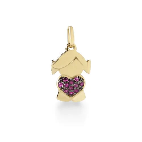Pingente em Ouro 18K Coração com Rubi
