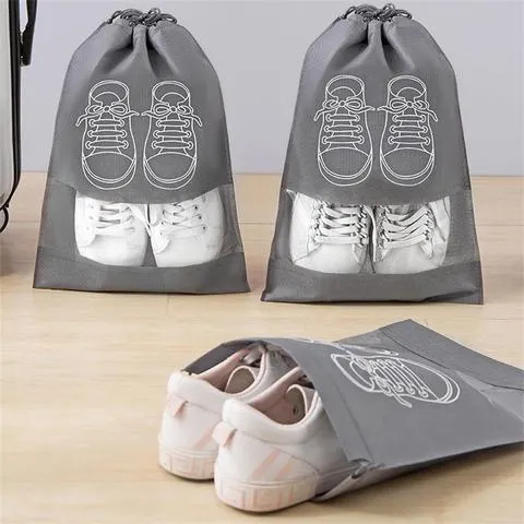 Kit com 5 Sacos Organizadores de Sapatos para Armário, Portáteis, Impermeáveis, em TNT, com Bolsos para Roupas e Compartimentos Organizadores, para Pendurar
