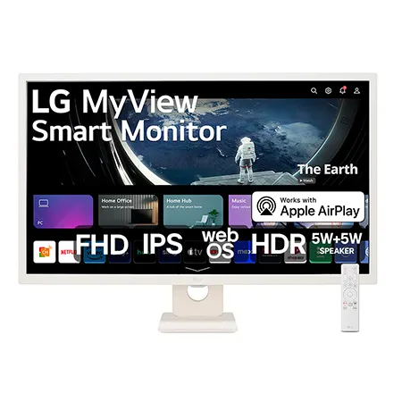 Monitor LG MyView Smart - Tela IPS de 32'', FHD, WebOs, Screen Share, HDR10, ThinQ, Air Play 2, Bluetooth, USB, HDMI - 32SR50F-W - 32SR50F-W