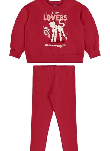 Conjunto para Menina com Blusão Lovers e Calça Legging (Vermelho) Bee Loop