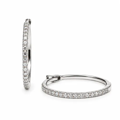 Brinco Argola com Diamantes em Ouro Branco