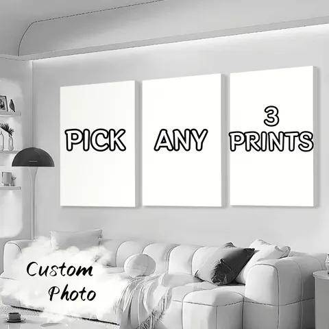 Impressão em Lona Personalizada 3/4/5 peças, Foto Personalizada Adequada para Vida Familiar, Animais de Estimação, Paisagens, Casais, Casamentos, Decoração de Casa, Presentes