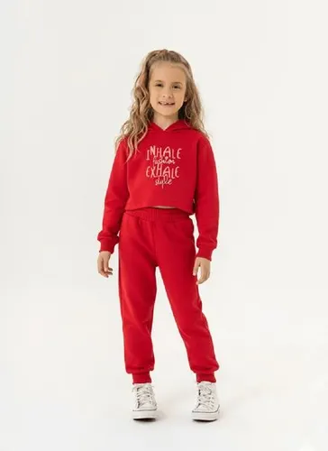 Conjunto Infantil Feminino com Jaqueta e Calça em Moletinho (Vermelho) Guloseima