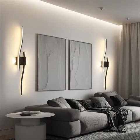 【~ Novo FDDT】Luminária de Parede LED Moderna com Linhas Simples 60cm Disponível em Três Cores para Quarto, Cabeceira, TV, Parede, Corredor, Iluminação Interna B