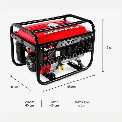 Gerador Portátil Toyama TG3100CXR Bivolt 3,1kW Gasolina AVR 115V/230V