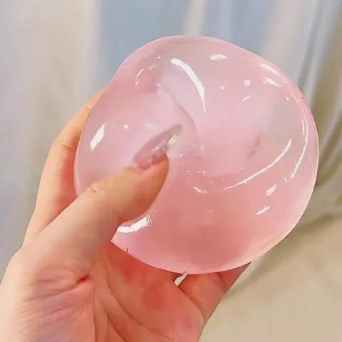 Bola de Açúcar de Malte Artesanal de Óleo de Coco Rosa e Azul de 6cm, Transparente, Maleável, DIY, de Recuperação Lenta, Brinquedo Fofo para Alívio do Estresse, Presente