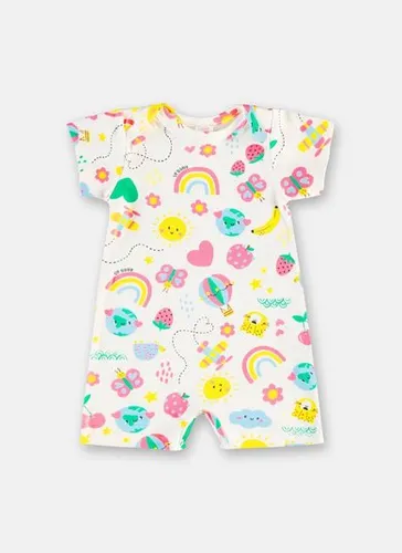 Macaquinho Bebê Menina em Suedine Estampado Multicolor