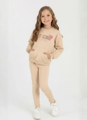 Conjunto Infantil Feminino em Molecotton com Felpa (Bege) Guloseima