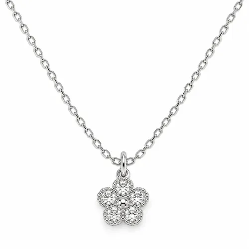 Colar 45 cm com Pingente Flor com Zircônias em Prata 925