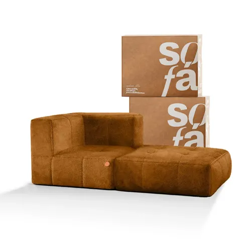 Sofá na Caixa modular 1 lugar Canto com chaise - Poli-couro