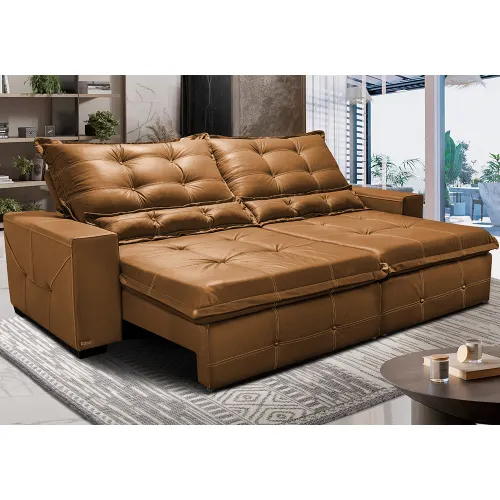 Sofá de Courino Retrátil e Reclinável Cama inBox Bourbon SoftGel D40