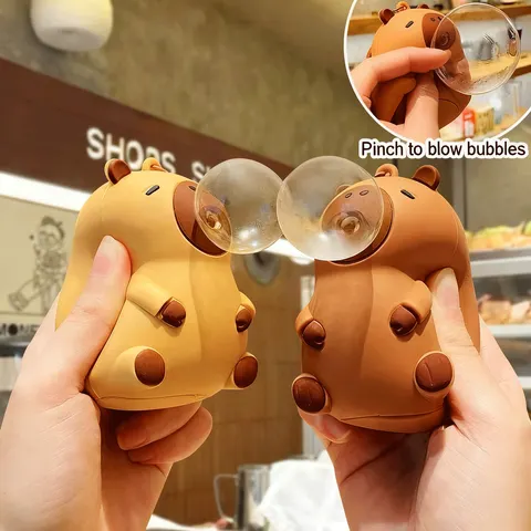 Capivara boneca pitada pingente brinquedos espremer cuspe bolha descompressão brinquedo das crianças mochila boneca pingente decoração presente de festa