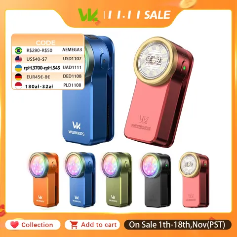 Lanterna Mini Clip Wurkkos HD03 680LM Recarregável por USB, Lanterna de Bolso Portátil RGB com Ímã
