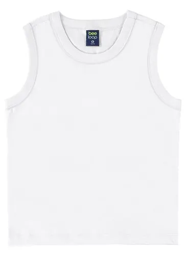 Regata Básica Infantil em Meia Malha para Menino (Branco) Bee Loop