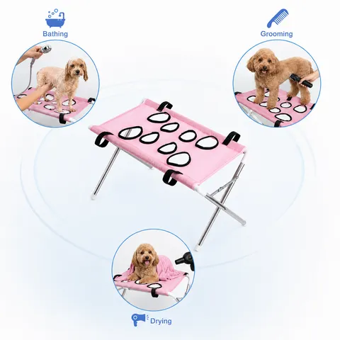 Suporte Portátil Ajustável para Banho e Tosa de Pets - Rede de Contenção Dobrável para Cães e Gatos
