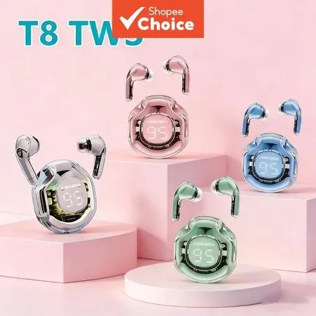 Fones de ouvido Bluetooth TWS originais de alta qualidade T8 True Wireless, controle por toque, microfone integrado, à