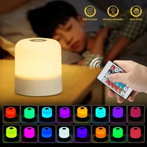 Lâmpada de Mesa LED GGbingo com 16 Cores - Controle por Toque e Remoto, Regulável, Recarregável, Lâmpada Noturna para Decoração de Quarto