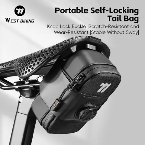 Bolsa de Selim Mini WEST BIKING com Botão de Travamento Automático, Bolsa Traseira Portátil para Ciclismo, Bolsa de Armazenamento de Ferramentas, Acessórios para Bicicletas MTB e de Estrada