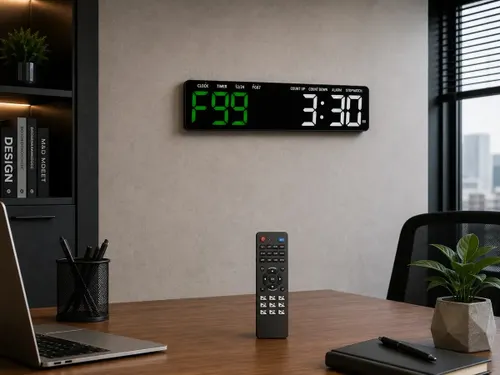 Cronômetro Relógio Parede Digital Led C/ Controle 40x13cm Academia Crossfit Dança Multifuncional Fgb Miit Hit Emom Tabata Alarme Progressiva & Regressiva Intervalo 12/24h Bivolt Led Verde e Branco