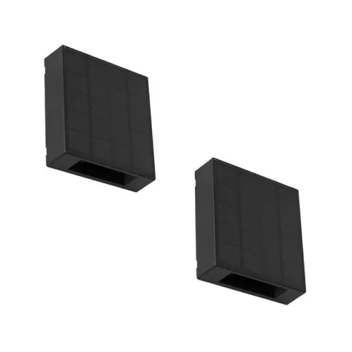 Kit 2 Arandelas Led Abs Preto 1w 3000k Ip65 Solar