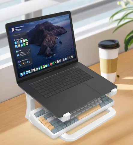 Suporte para Laptop 3D com Bandeja para Teclado – Suporte Portátil Adequado para MacBook, PC e Tablets – Durável e Robusto