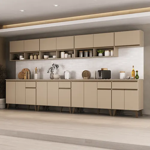 Armário de Cozinha Completa Atlanta Miller Carraro Amêndoa