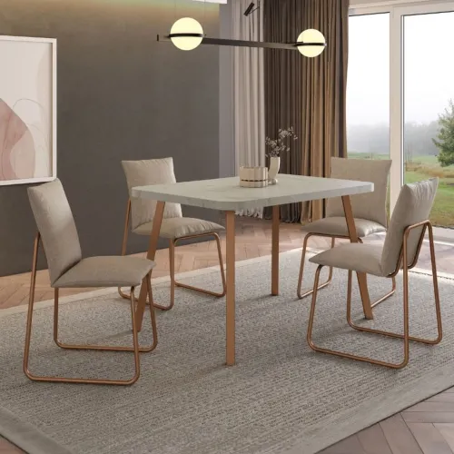 Conjunto Sala de Jantar 4 Cadeiras Monte Carlo Carraro Petra