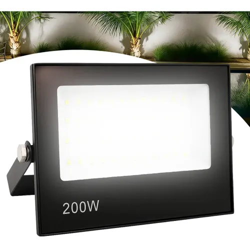 Refletor LED 200W Bivolt IP66 Branco Frio Alumínio Jardim