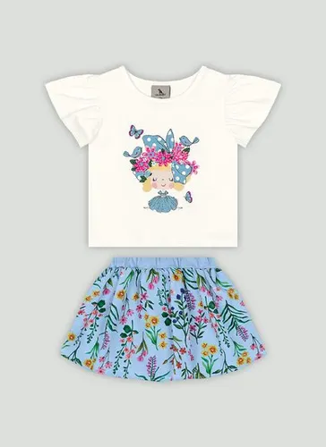 Conjunto com Blusa e Saia para Bebê (Branco) Quimby