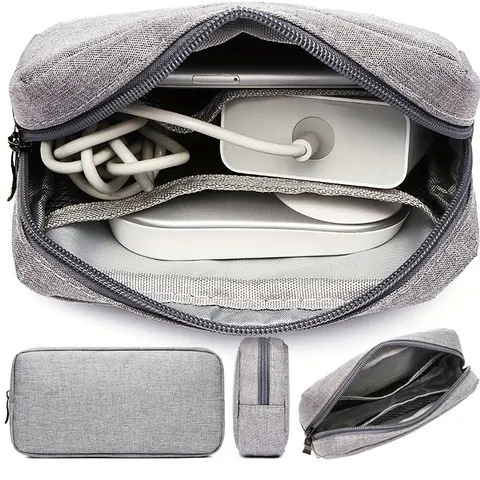 Saco de armazenamento portátil com zíper impermeável, Travel Carry Organizer, Bolsa para cabo, Dados, Carregador, Headphone, U Disk, Acessórios digitais