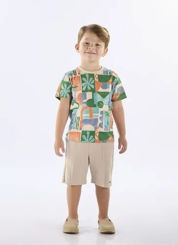 Camiseta Infantil em Algodão com Estampa Abstrata (Verde) Up Baby