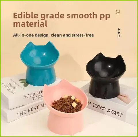 Nova Tigela para Gatos com Orelhas Longas e Pés Altos, Tigela Elevada de Plástico para Proteção do Pescoço de Gatos e Cães e Anti-Tombamento