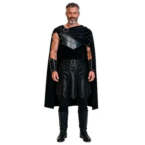 Fato de cosplay de gladiador romano antigo para homens, conjunto completo com capa de cavaleiro medieval e armadura de peito, ideal para o Halloween e carnavais.