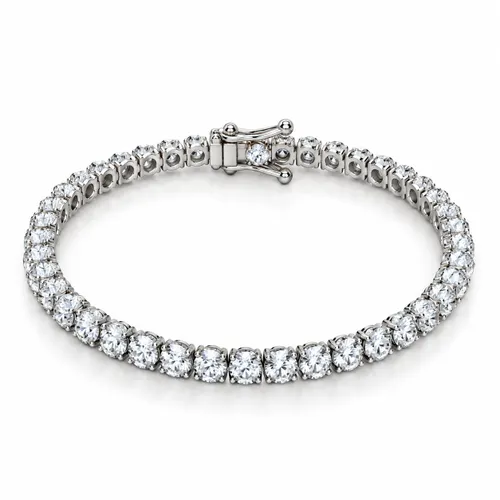 Pulseira Riviera 17 cm Cravejada com Zircônias 2, 3 e 4 mm e 3 Garras em Prata