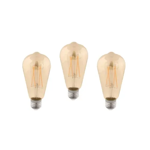 Kit 3 Lâmpadas Bulbo Filamento E27 Led 2w 200lm 360°